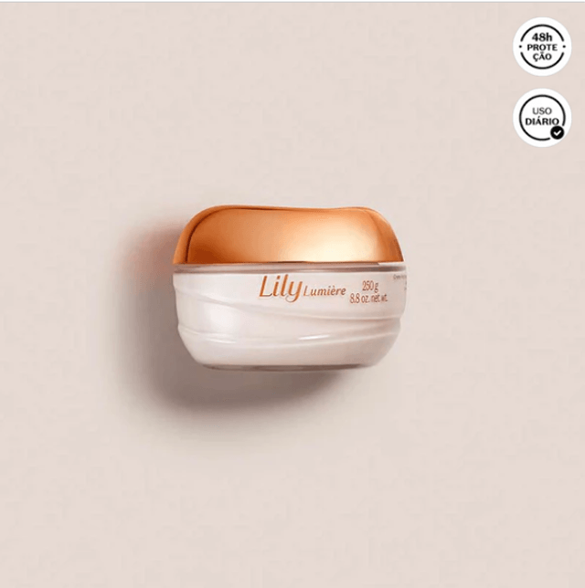 Lily Lumiére Creme Acetinado Hidratante Corporal 250g 8.8 oz.net wt.