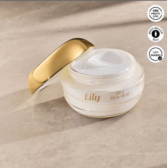 Lily Creme Acetinado Hidratante Corporal 250g 8.8 oz.net wt.